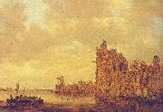 Jan van de Cappelle River Landscape with Pellekussenpoort, Utrecht and Gothic Choir oil on canvas